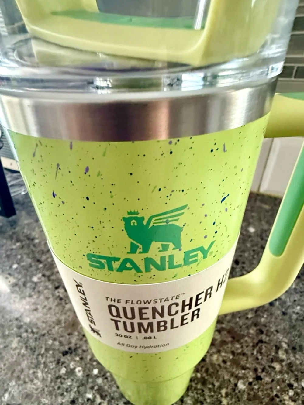New Stanley Quencher H2.0 Tumbler Straw Cup 30oz RETIRED COLOR- Citron Speckle - Picture 9 of 12